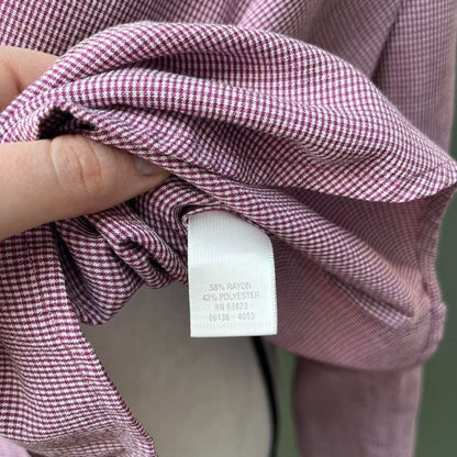 Raspberry Gingham Button Up, XL