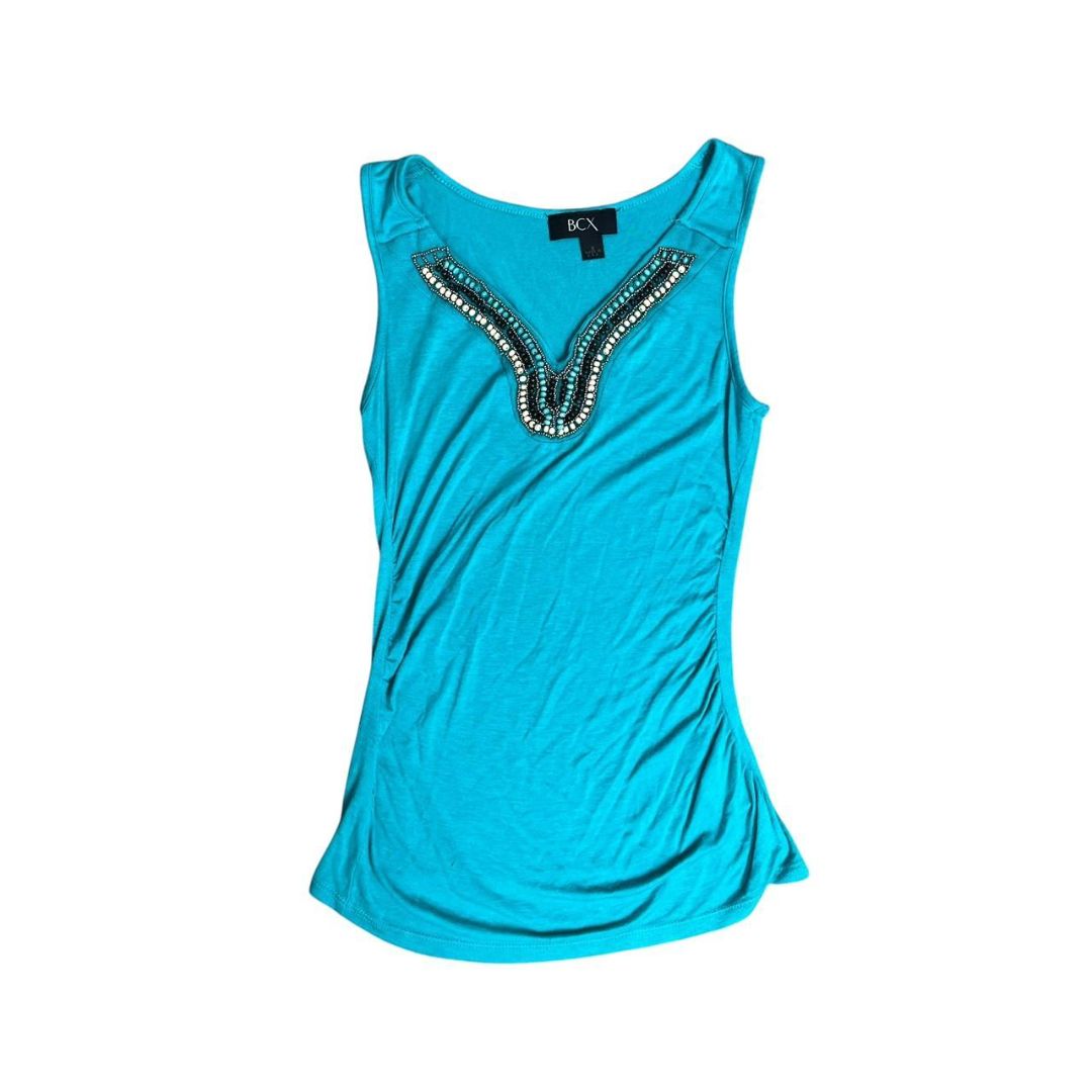 Y2K Beaded Teal Tank Top, S/M
