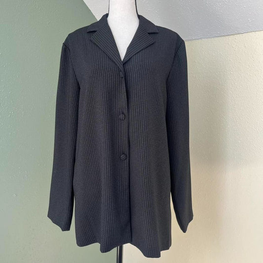 Black Pinstripe Blazer Top, M/L