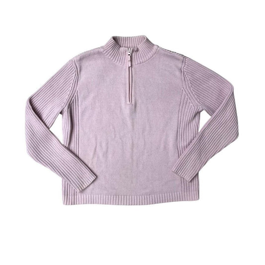 St. John's Bay Pink Ribbed Quarter Zip, L