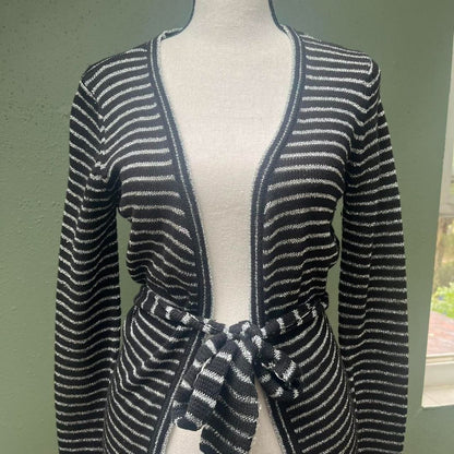Tommy Hilfiger Black and Silver Wrap Sweater, M