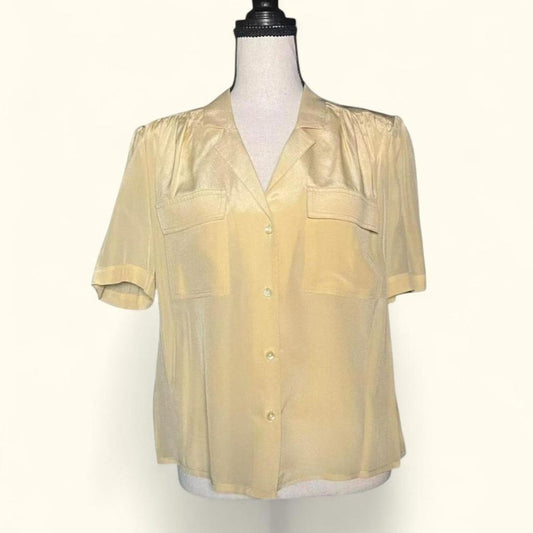 Retro Cream Silk Blouse, S/M