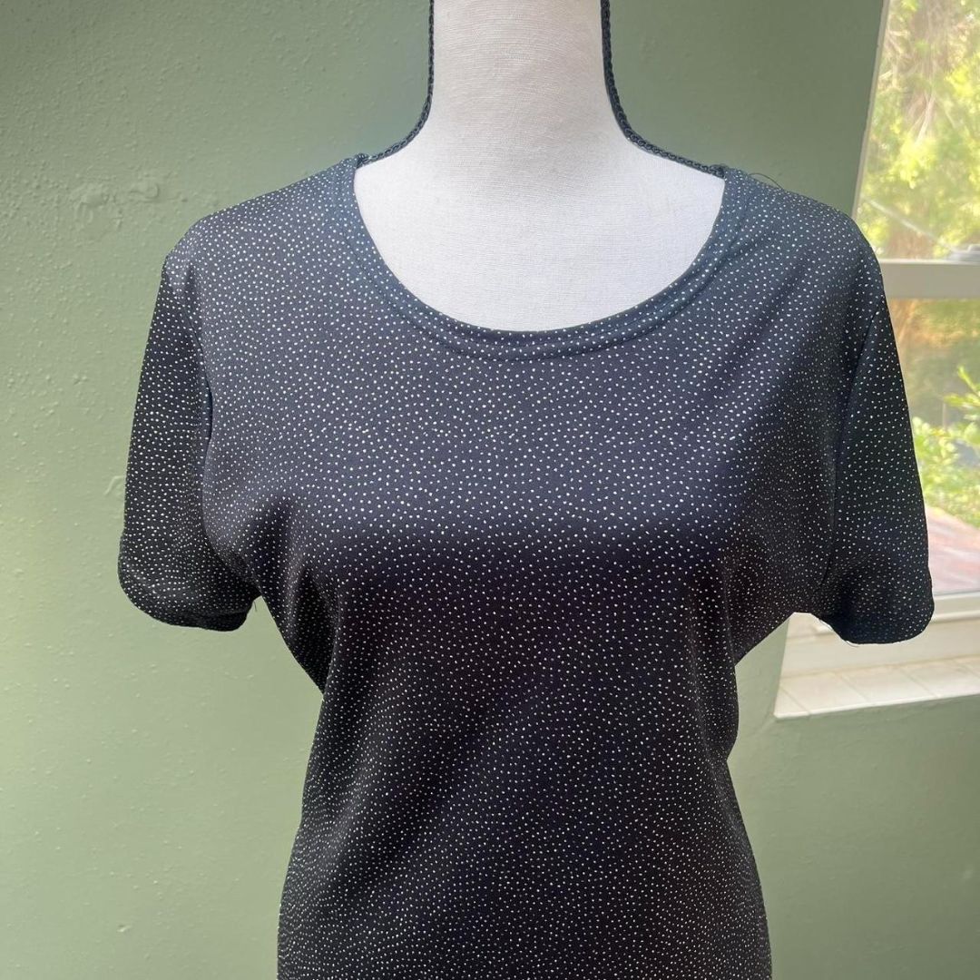 90s T-Shirt Sparkly Black Mini Dress, M/L