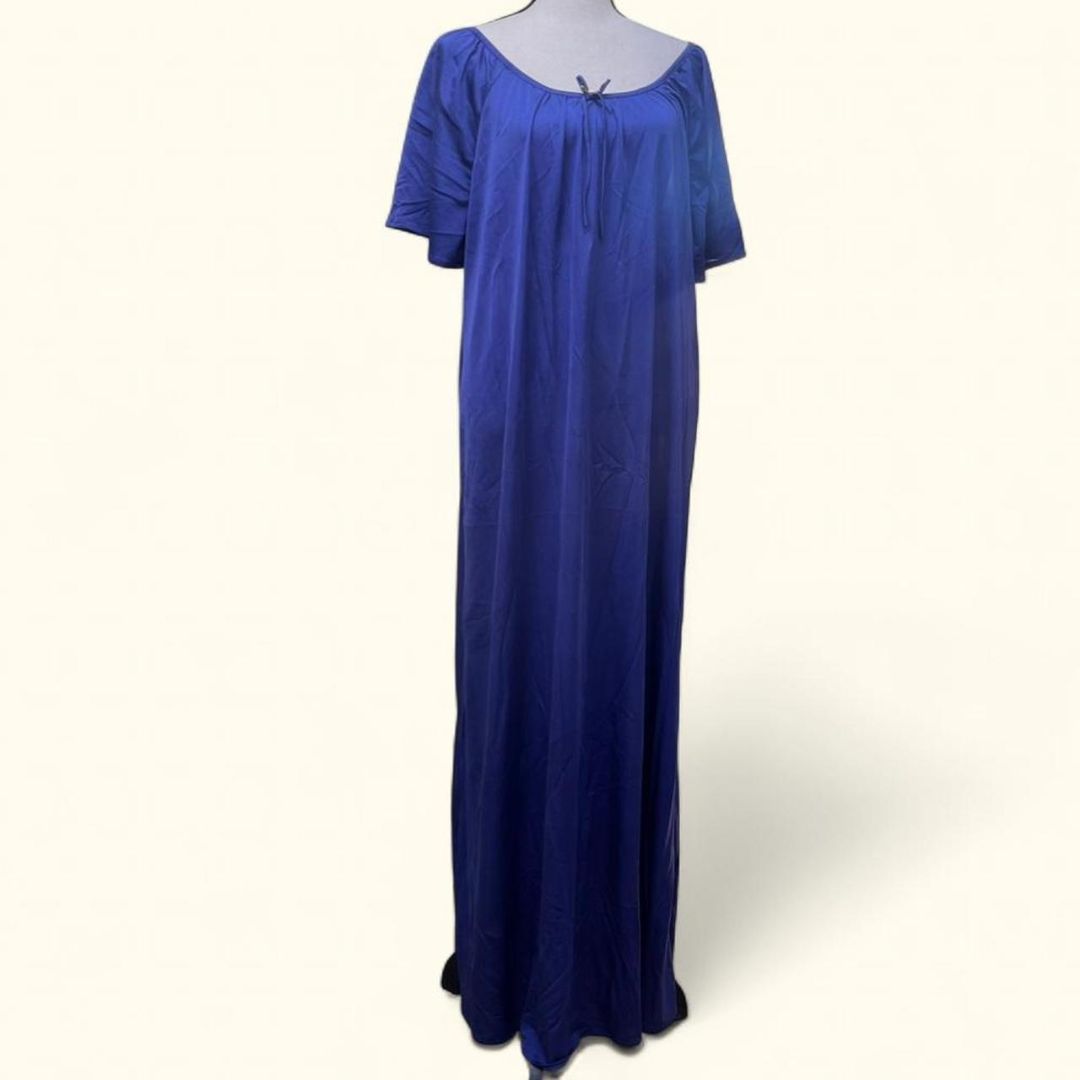 Blue Satin Nightgown, L-XXL