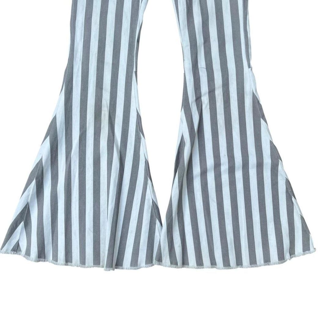 Gray Striped Bellbottom Pants, S