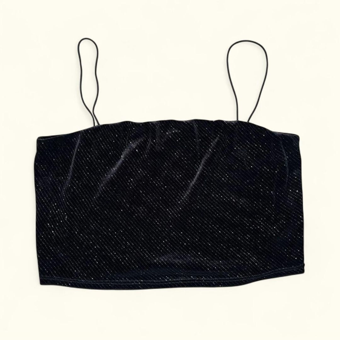 Black Sparkly Crop Tank, M/L