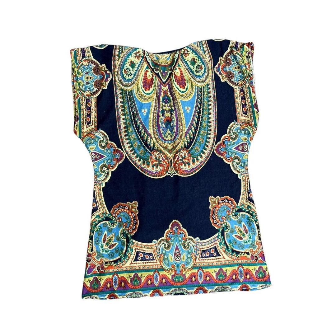 Navy Boho Paisley Top, S/M