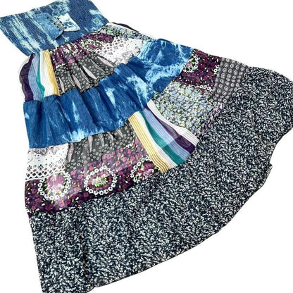 Y2K Strapless Patchwork Dress, As-Is, S/M