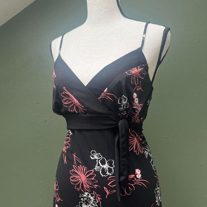 Y2K Black/Pink Floral Dress, M