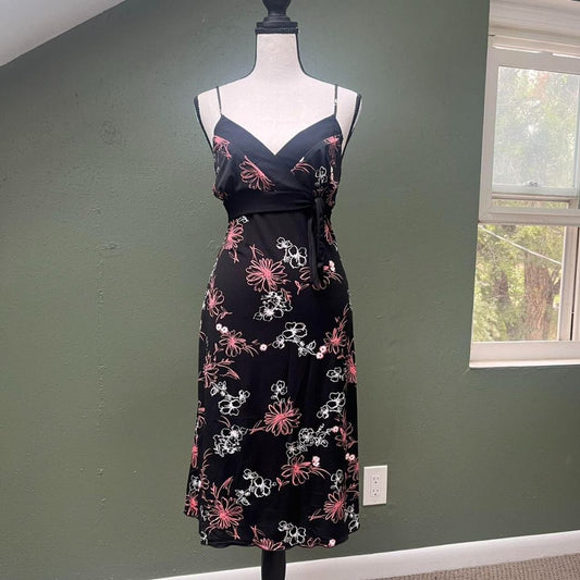 Y2K Black/Pink Floral Dress, M