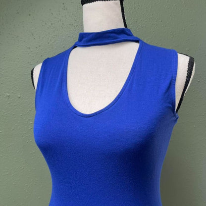 Cobalt Mock Collar Tank, XS/S