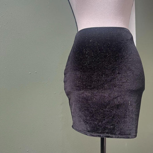 Black Sparkly Mini Skirt, XS