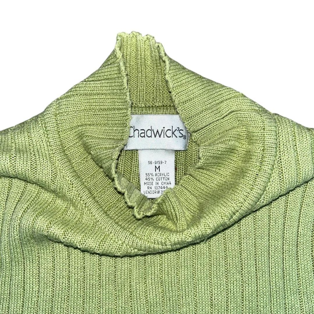 Green Ribbed Sleeveless Turtleneck, M