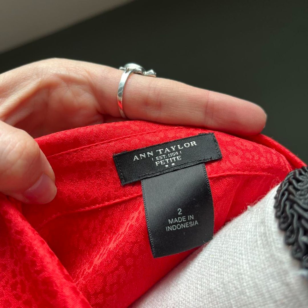 Ann Taylor Red Wrap Blouse, XS/S