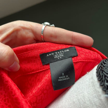 Ann Taylor Red Wrap Blouse, XS/S