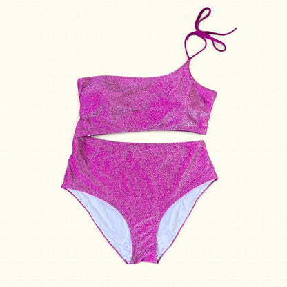 VS Pink Glitter Cutout One Piece, L/XL