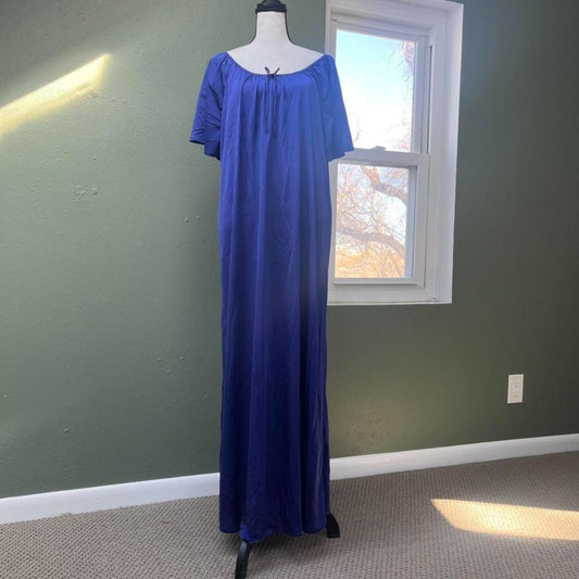 Blue Satin Nightgown, L-XXL