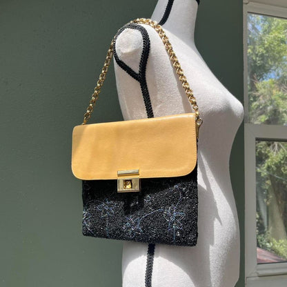 Beaded Black Iridescent Chain Shoulder Bag