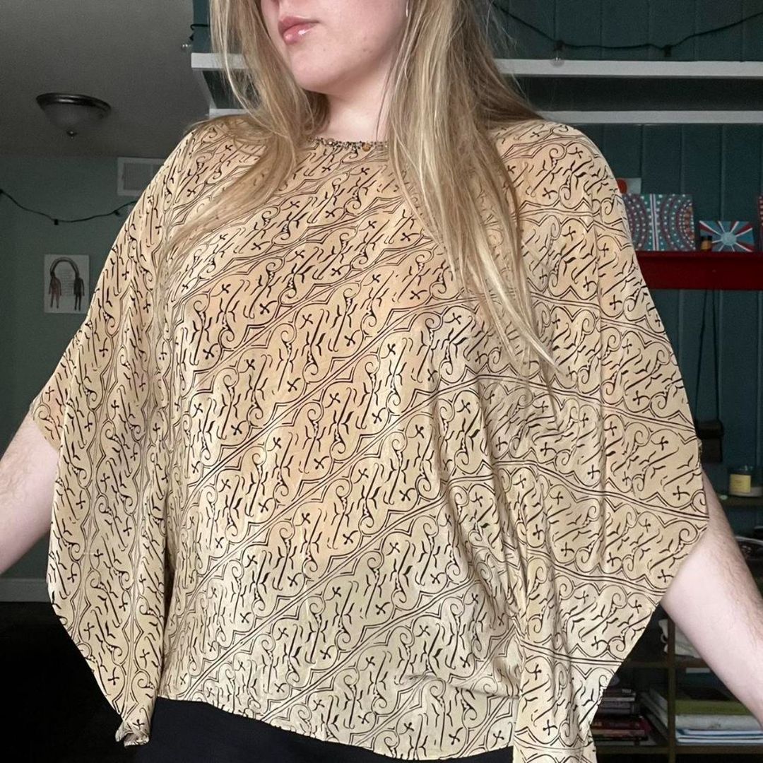 Vintage Silk Batwing Blouse, OS