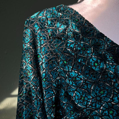 Teal Shimmer Ruffle Blouse, M/L