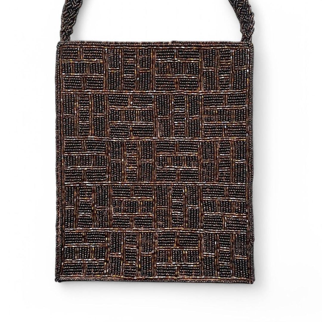 Brown Beaded Square Purse
