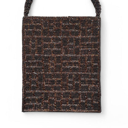 Brown Beaded Square Purse