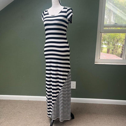 Black/White Stripe Maxi Dress, M