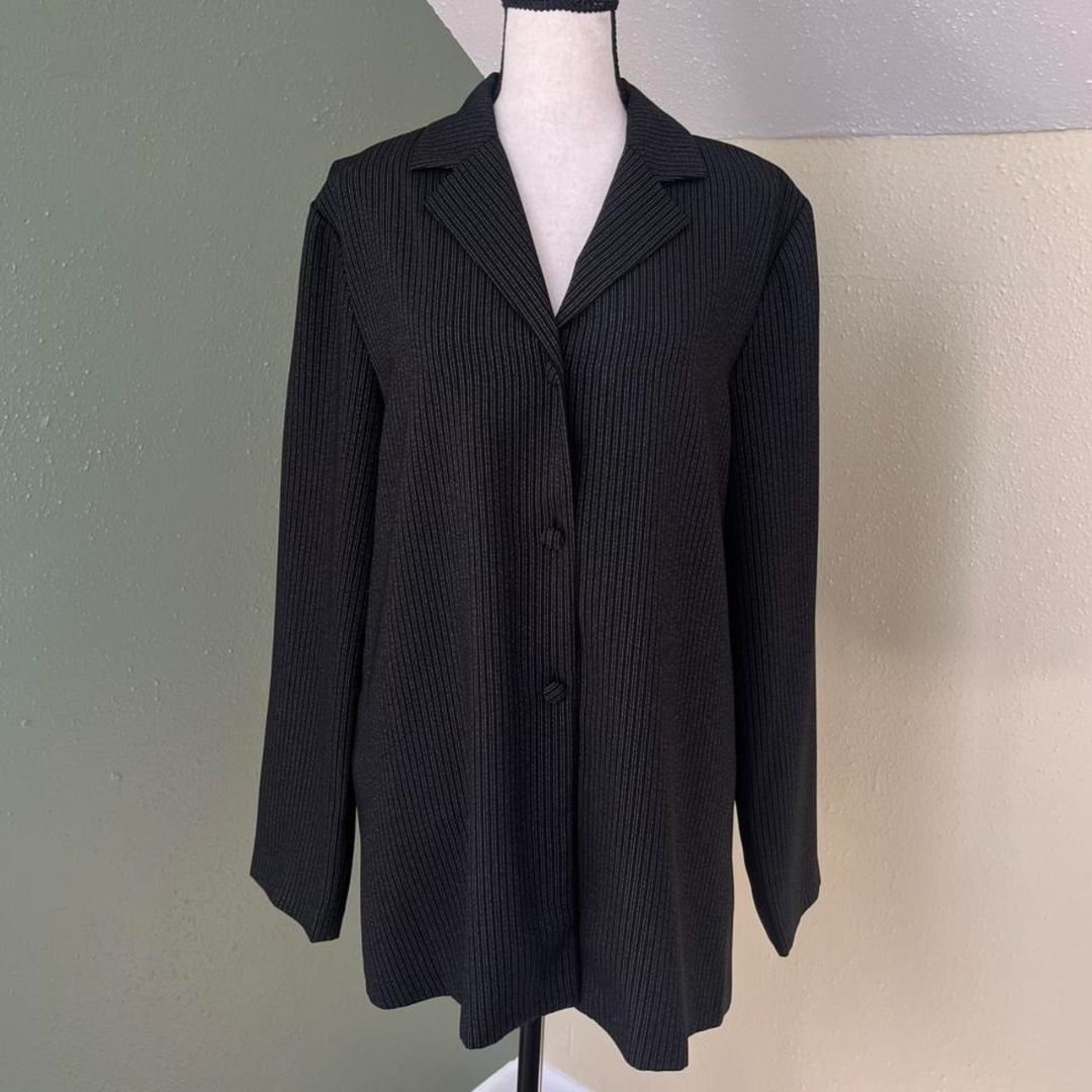 Black Pinstripe Blazer Top, M/L