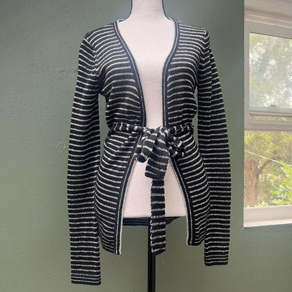 Tommy Hilfiger Black and Silver Wrap Sweater, M