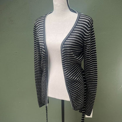Tommy Hilfiger Black and Silver Wrap Sweater, M