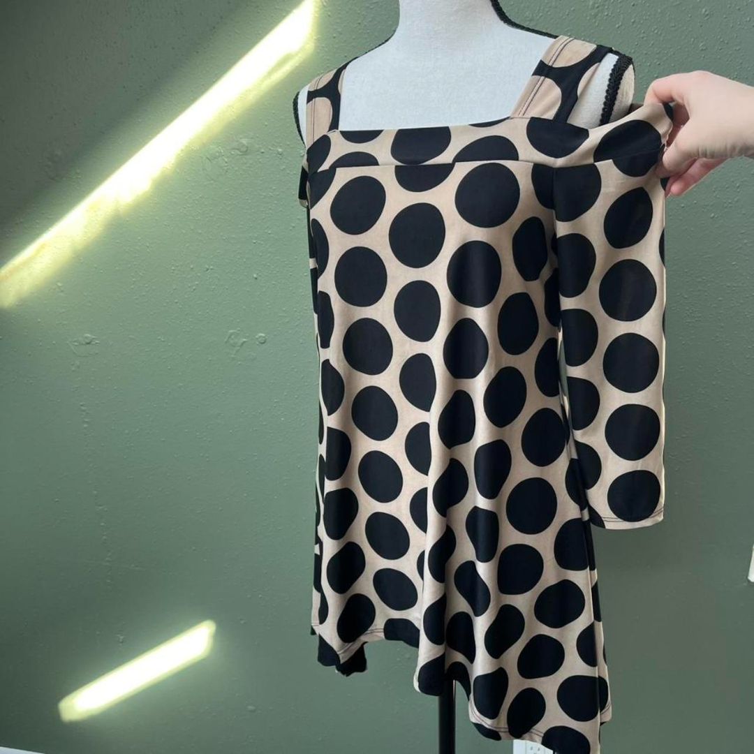 Y2K Polka Dot Off Shoulder Top, S
