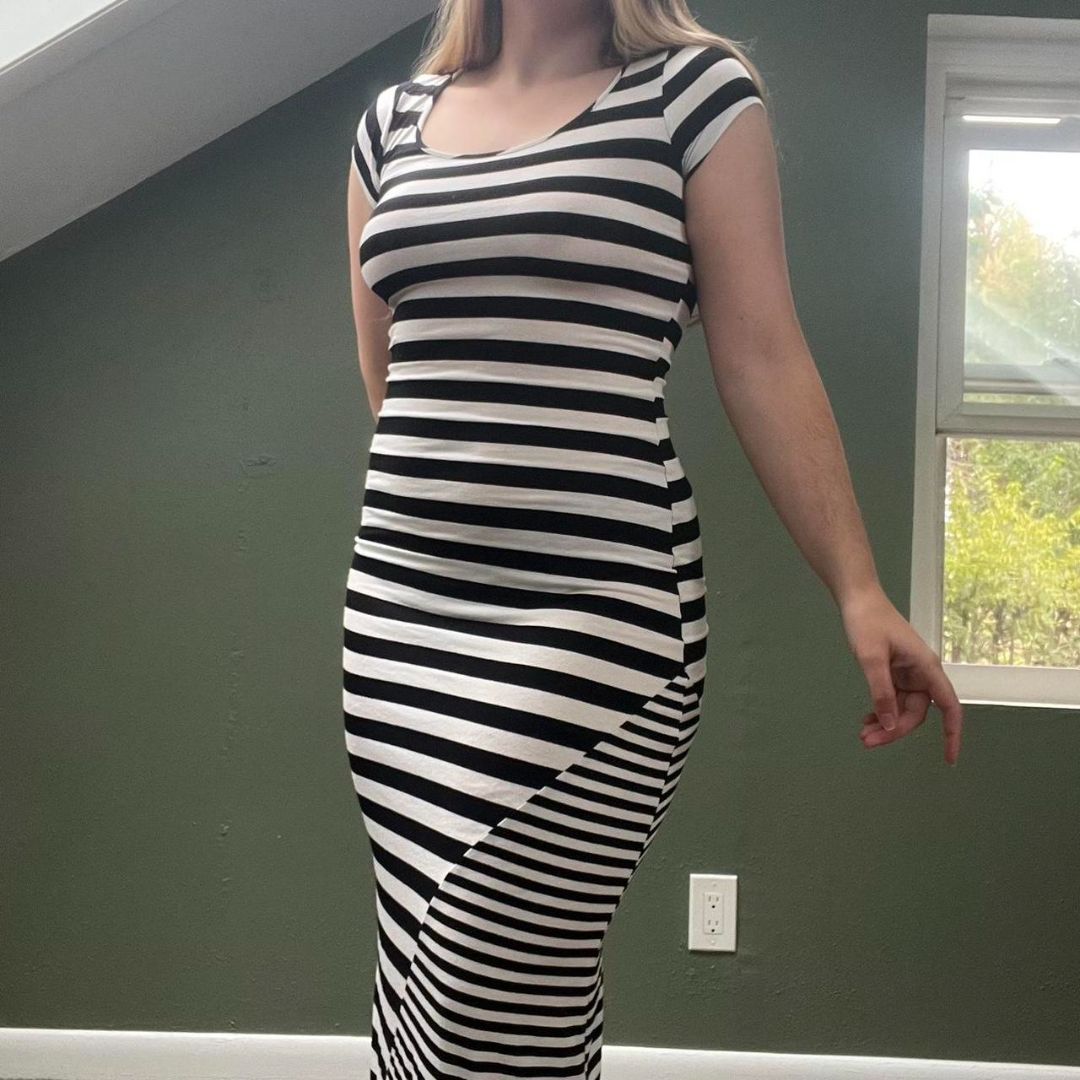 Black/White Stripe Maxi Dress, M