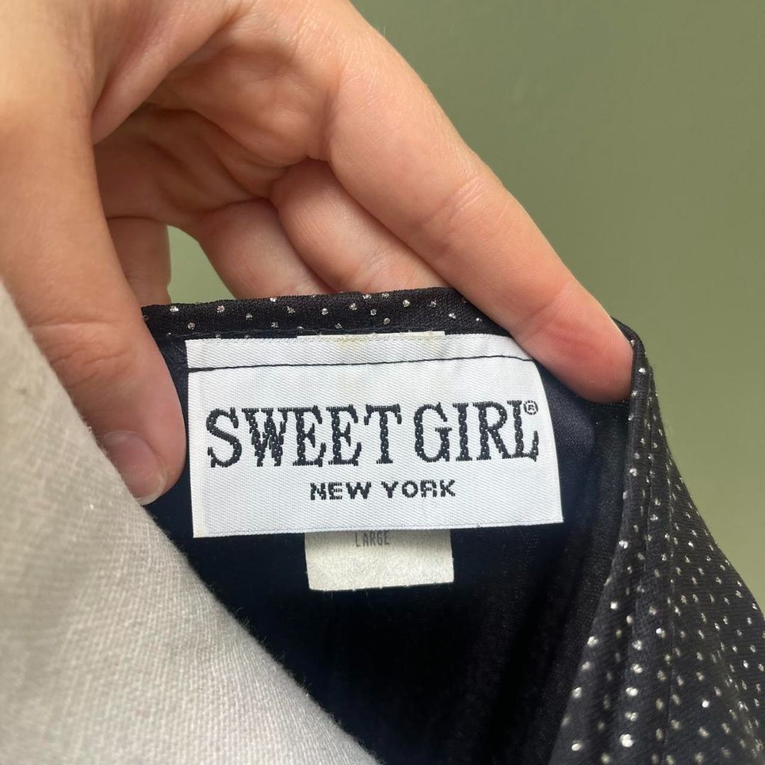 90s T-Shirt Sparkly Black Mini Dress, M/L