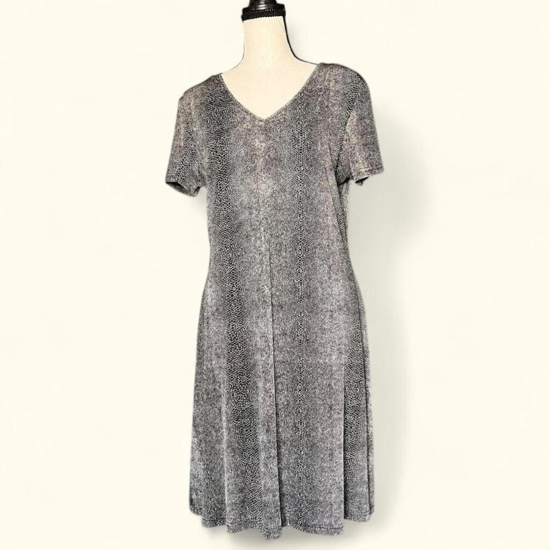 Slinky Gray Snake Print Dress, M/L