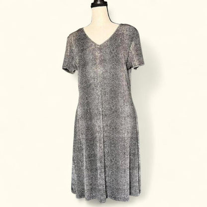 Slinky Gray Snake Print Dress, M/L