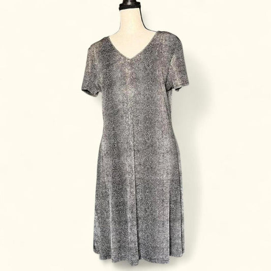 Slinky Gray Snake Print Dress, M/L