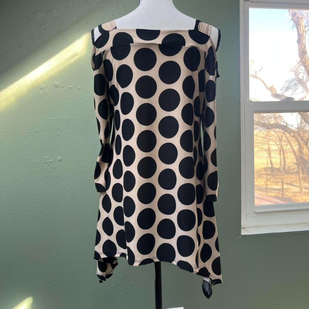 Y2K Polka Dot Off Shoulder Top, S