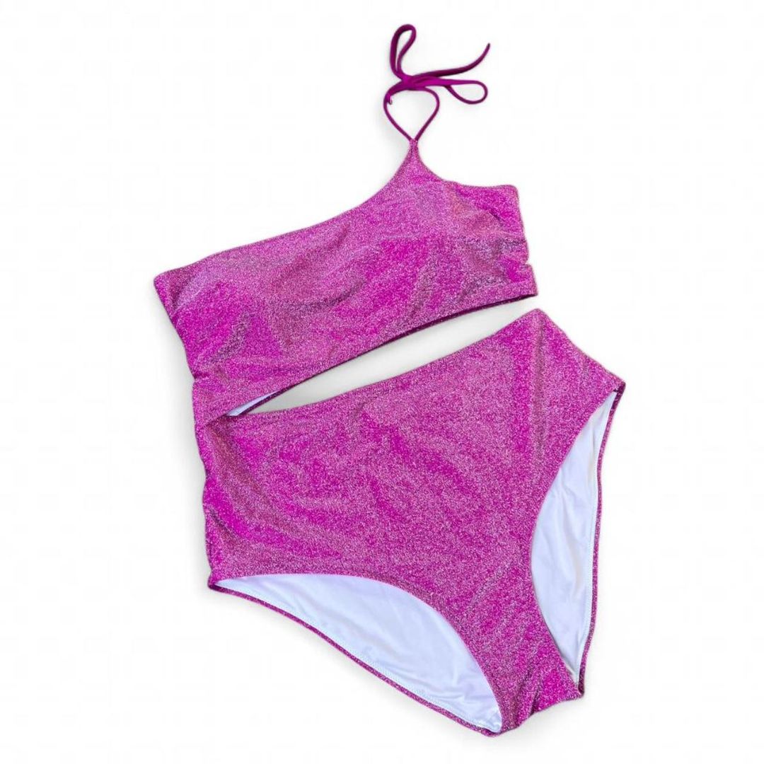 VS Pink Glitter Cutout One Piece, L/XL