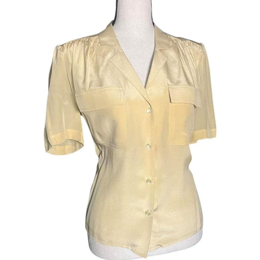 Retro Cream Silk Blouse, S/M