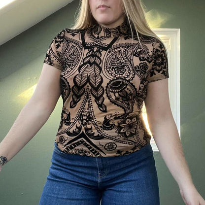 Mesh Paisley Tee, L