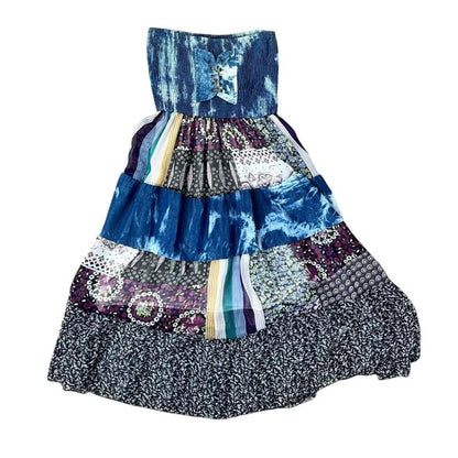Y2K Strapless Patchwork Dress, As-Is, S/M