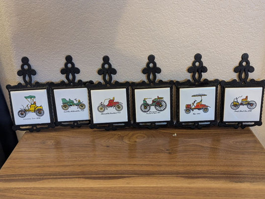6x ceramic and cast-iron car decor