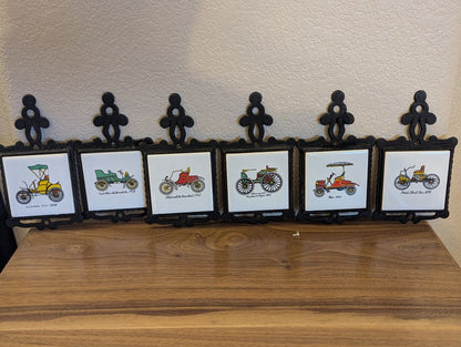 6x ceramic and cast-iron car decor