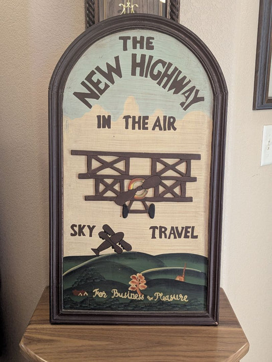 Wood airplane wall plaque