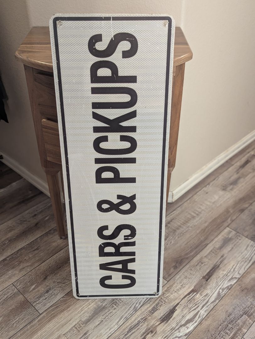 Cars & Pickups road sign