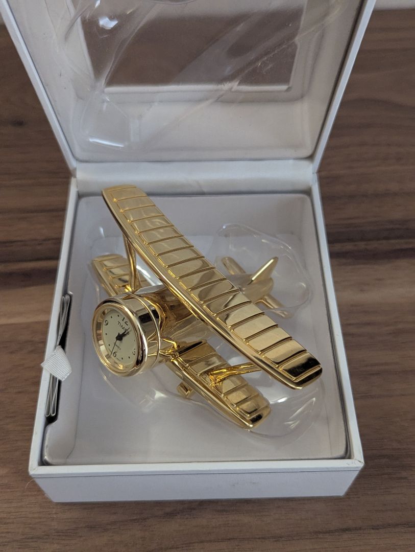 Timex Timex brass bi-plane desk clock