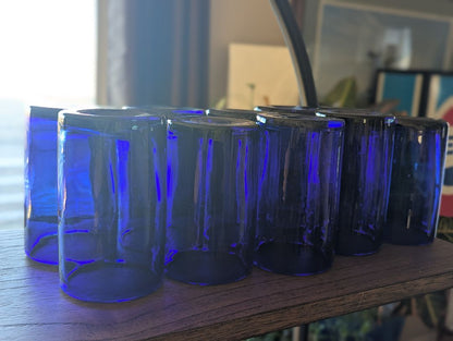 10x hand blown Cobal Blue Drinking Glasses