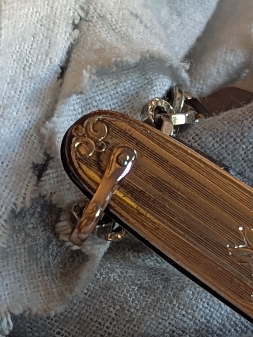 Pocket Watch Chain, Knife, and Fob