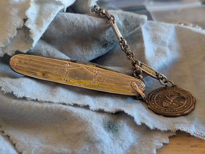 Pocket Watch Chain, Knife, and Fob