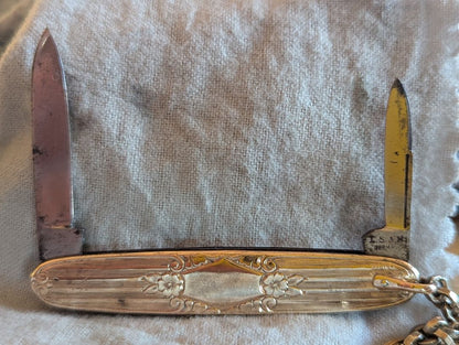 Pocket Watch Chain, Knife, and Fob